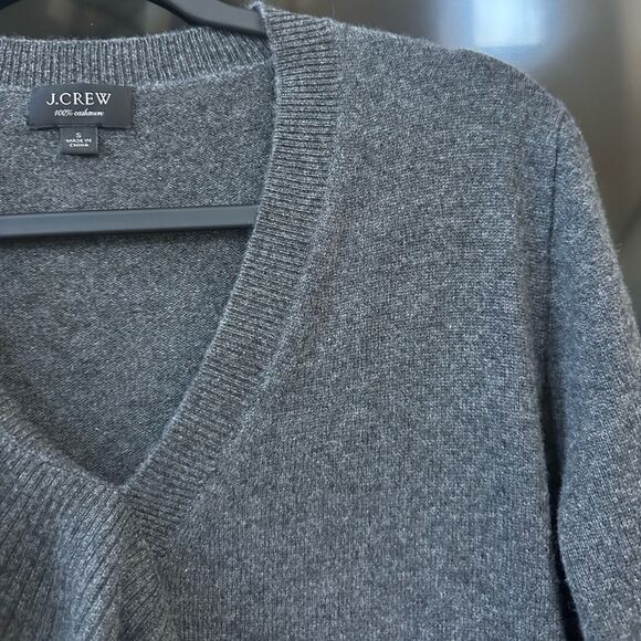 J. Crew Womens Small Gray Cashmere Ruffle Asymmetrical Sweater Jumper - Picture 4 of 7